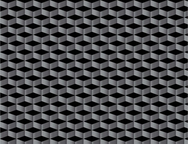 Vector de diseño de patrón de forma geométrica transparente cúbica de degradado gris 3d horizontal