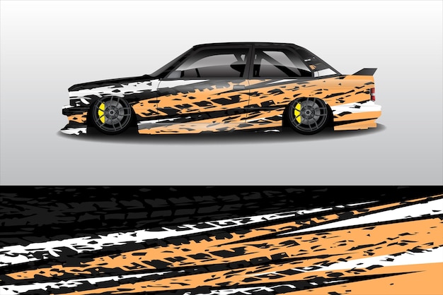 Vector de diseño de pegatinas de automóviles Diseño de kit de fondo de carreras de líneas abstractas gráficas para automóviles de carreras