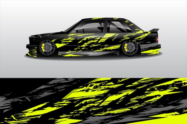 Vector de diseño de pegatinas de automóviles Diseño de kit de fondo de carreras de líneas gráficas abstractas para automóviles de carreras de vehículos