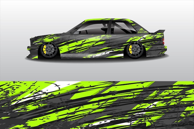 Vector de diseño de pegatinas de automóviles Diseño de kit de fondo de carreras de líneas gráficas abstractas para automóviles de carreras de vehículos
