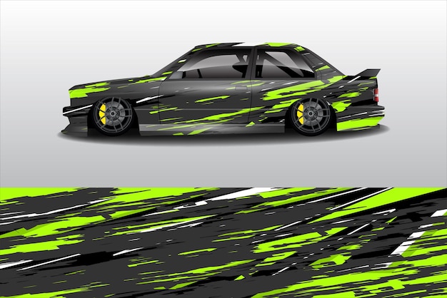 Vector de diseño de pegatinas de automóviles Diseño de kit de fondo de carreras de líneas gráficas abstractas para automóviles de carreras de vehículos