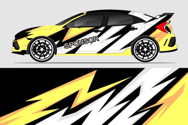 Vector de diseño de pegatinas de automóviles Diseño de kit de fondo de carreras de líneas gráficas abstractas para automóviles de carreras de vehículos