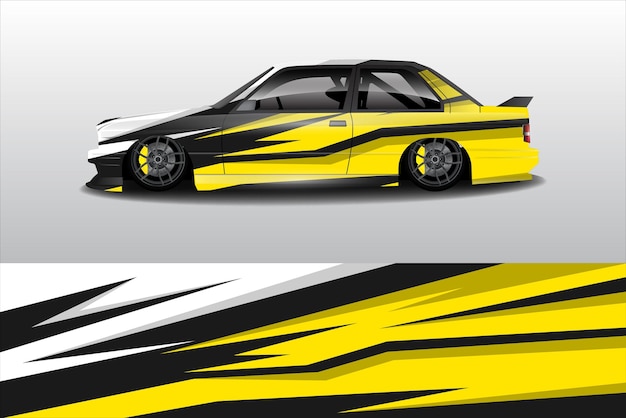 Vector de diseño de pegatinas de automóviles Diseño de kit de fondo de carreras de líneas gráficas abstractas para automóviles de carreras de vehículos