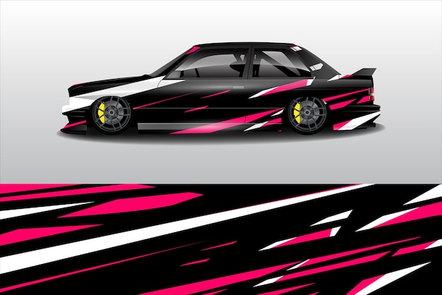 Vector de diseño de pegatinas de automóviles Diseño de kit de fondo de carreras de líneas gráficas abstractas para automóviles de carreras de vehículos