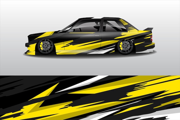 Vector de diseño de pegatinas de automóviles Diseño de kit de fondo de carreras de líneas gráficas abstractas para automóviles de carreras de vehículos