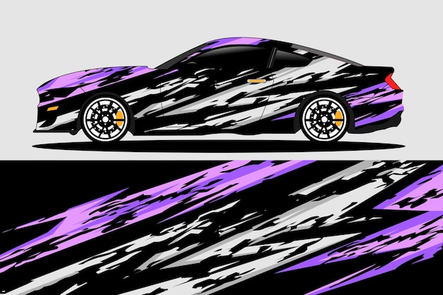 Vector de diseño de pegatinas de automóviles Diseño de kit de fondo de carreras de líneas gráficas abstractas para automóviles de carreras de vehículos
