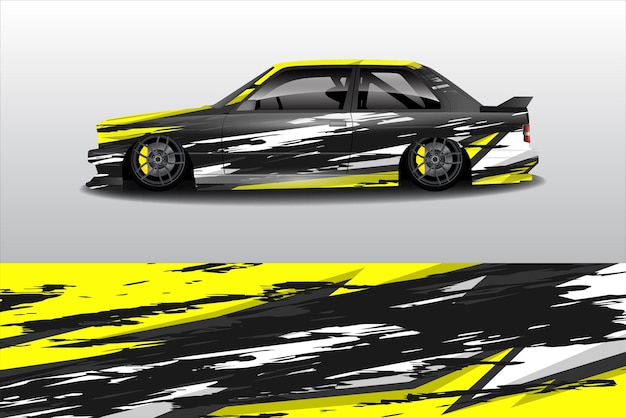 Vector de diseño de pegatinas de automóviles Diseño de kit de fondo de carreras de líneas gráficas abstractas para automóviles de carreras de vehículos