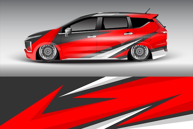 Vector de diseño de pegatinas de automóviles Líneas gráficas abstractas de carreras Diseño de kit de fondo para envolver