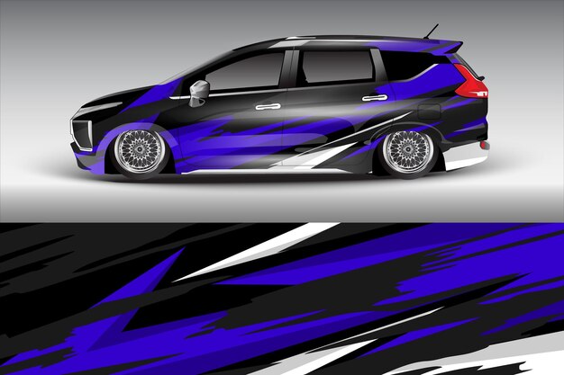 Vector de diseño de pegatinas de automóviles Líneas gráficas abstractas de carreras Diseño de kit de fondo para envolver