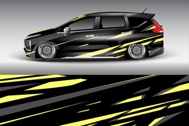 Vector de diseño de pegatinas de automóviles Líneas gráficas abstractas de carreras Diseño de kit de fondo para envolver