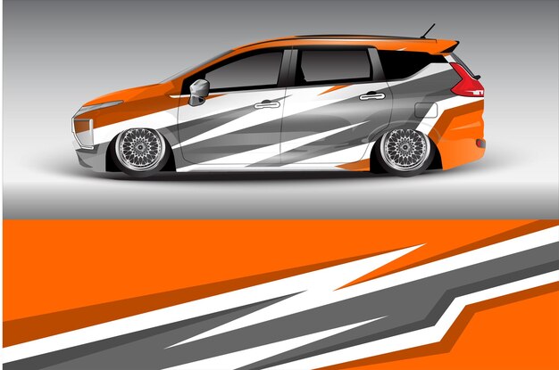 Vector de diseño de pegatinas de envoltura de automóviles para publicidad o estilo de librea personalizado de vehículos de carreras de rally