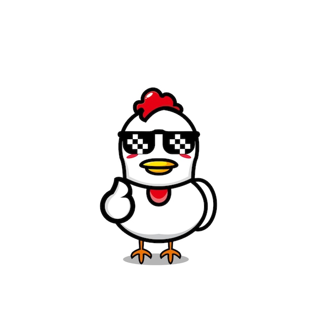Vector de diseño de personaje lindo pollo de dibujos animados