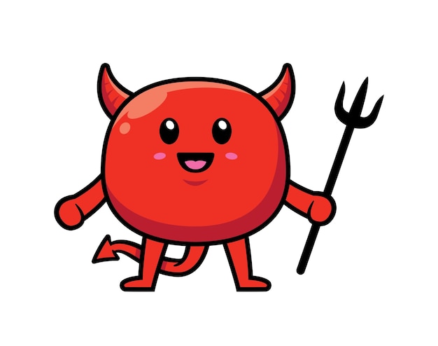 Vector de diseño de personajes de la mascota del diablo lindo