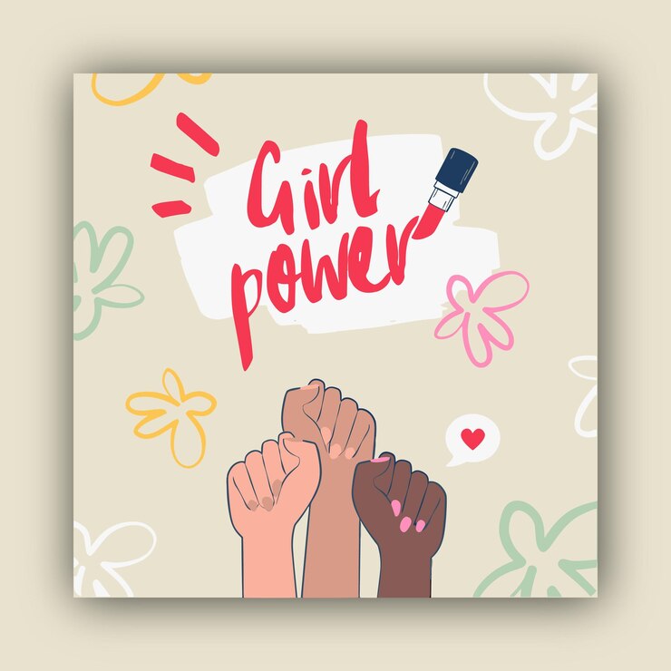 Vector vector diseño plano día internacional de la mujer post de poder de la niña vector post de empoderamiento de las mujeres