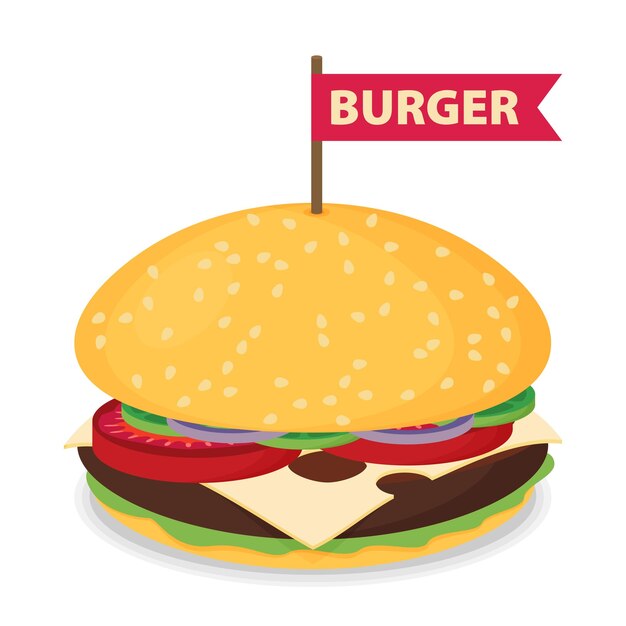 Vector de diseño plano de hamburguesa