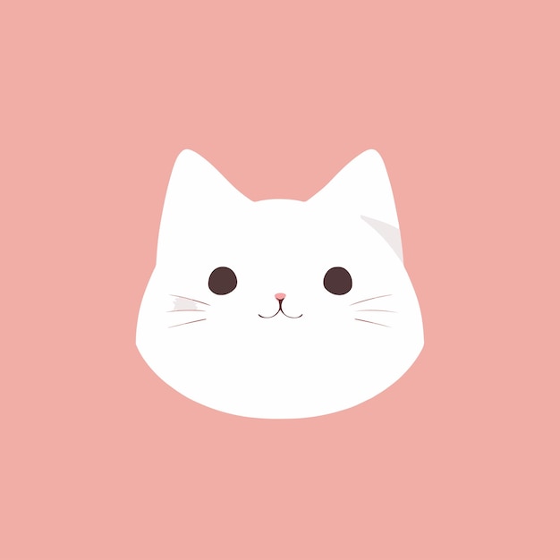 Vector de diseño plano de ilustración de gato blanco de dibujos animados lindo kawaii