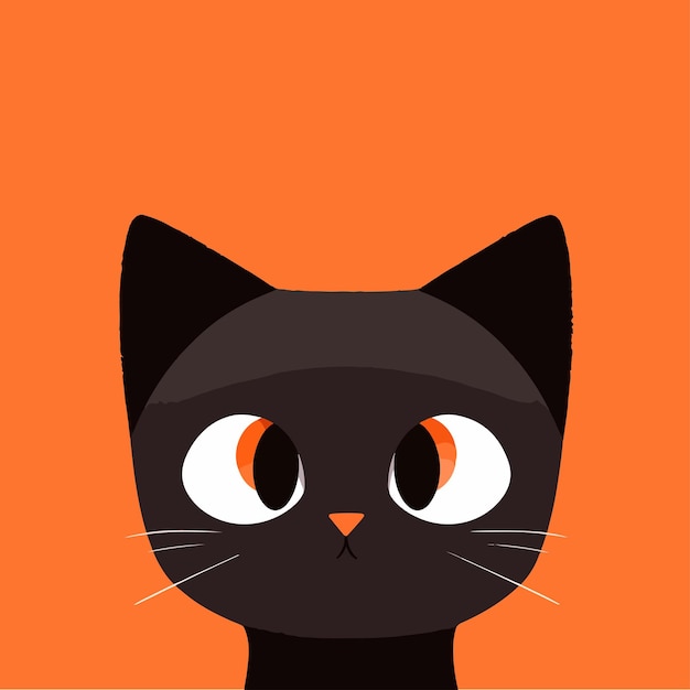 Vector de diseño plano de ilustración de gato negro de dibujos animados lindo kawaii