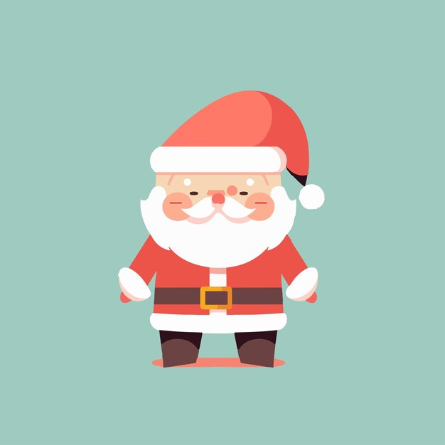 Vector de diseño plano de ilustración de Navidad Santa de dibujos animados lindo kawaii