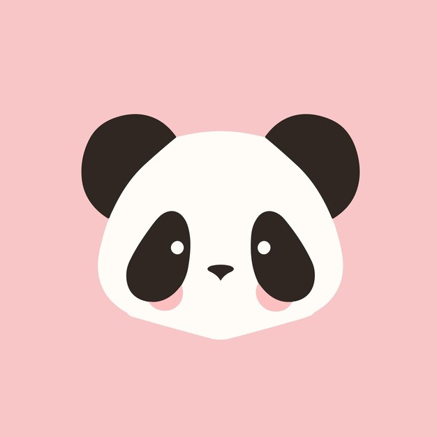 Vector de diseño plano de ilustración de panda de dibujos animados lindo kawaii