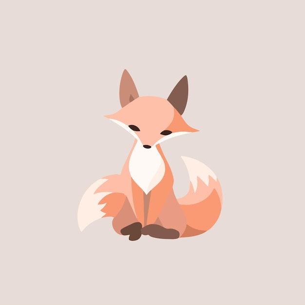 Vector de diseño plano de ilustración de zorro de dibujos animados lindo kawaii