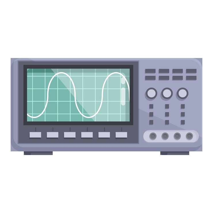 Vector vector de diseño plano de un osciloscopio digital utilizado para el análisis de señales en electrónica