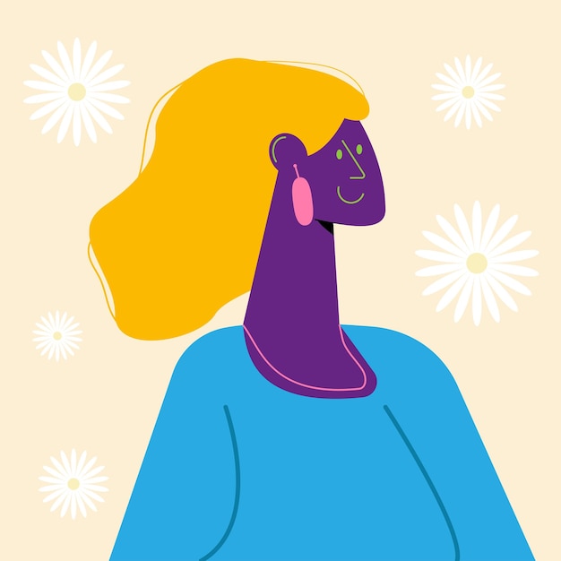 Vector de diseño plano de personaje de mujer