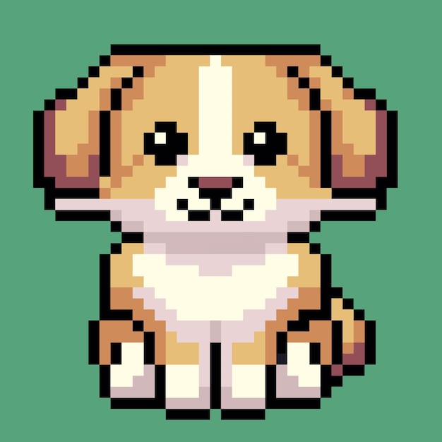 Vector diseño plano pixel art perro inu carácter animal
