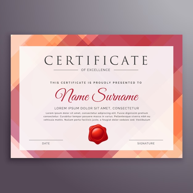 vector de diseño de plantilla de certificado abstracto