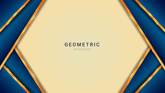 Vector de diseño de plantilla de fondo geométrico de forma de oro azul abstracto