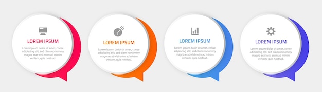 Vector de diseño de plantilla de infografía empresarial con 4 pasos u opciones