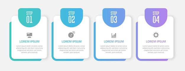 Vector de diseño de plantilla de infografía empresarial con 4 pasos u opciones