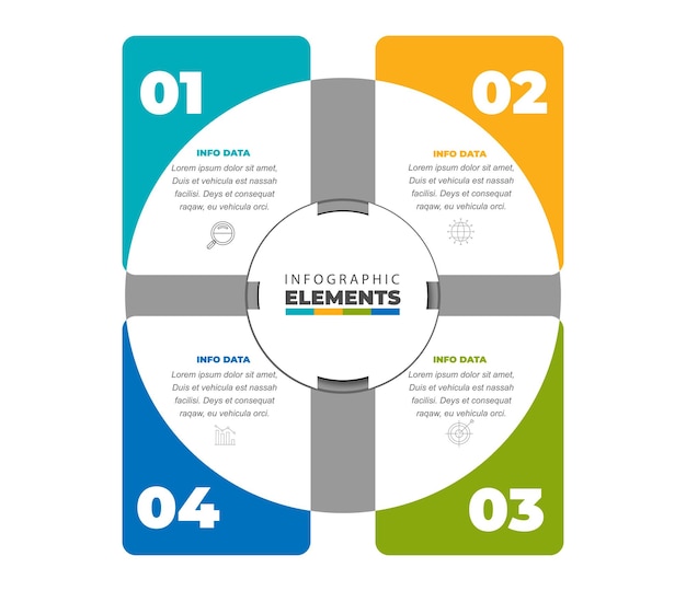 Vector de diseño de plantilla de infografía empresarial con 4 pasos u opciones