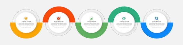 Vector de diseño de plantilla de infografía empresarial con 5 pasos u opciones