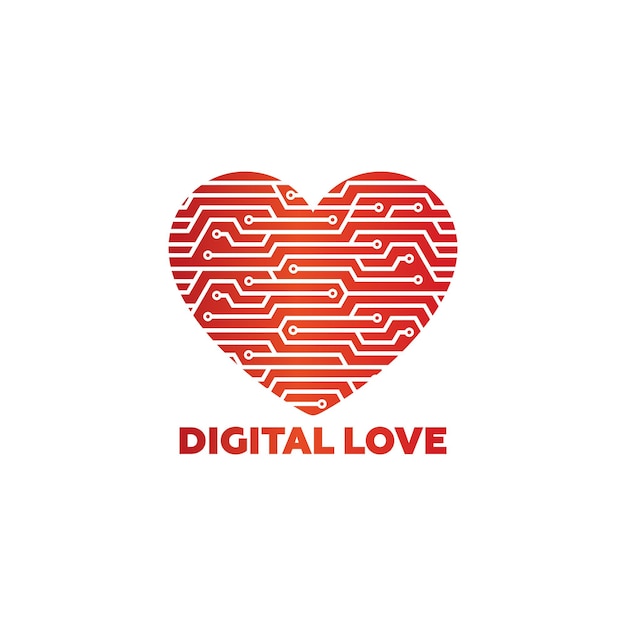 Vector de diseño de plantilla de logotipo de amor digital, emblema, concepto de diseño, símbolo creativo, icono