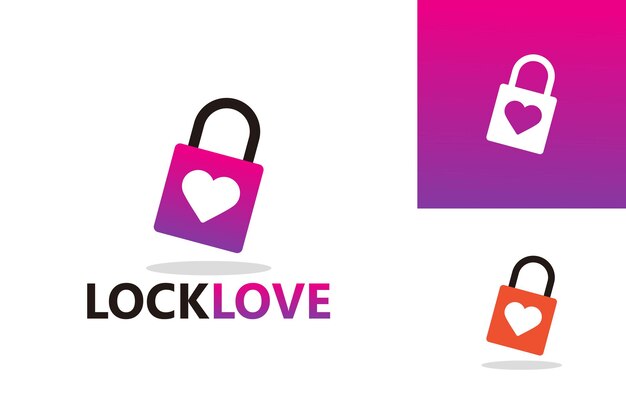 Vector de diseño de plantilla de logotipo de bloqueo de amor, emblema, concepto de diseño, símbolo creativo, icono