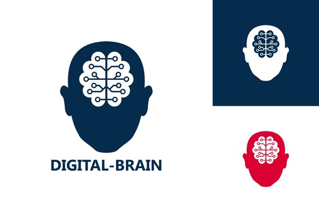 Vector de diseño de plantilla de logotipo de cerebro digital, emblema, concepto de diseño, símbolo creativo, icono