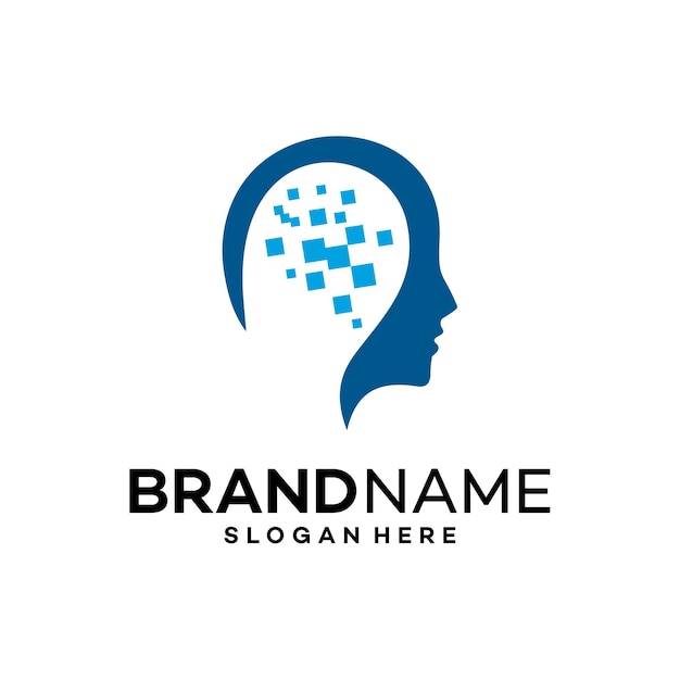 Vector de diseño de plantilla de logotipo de cerebro digital