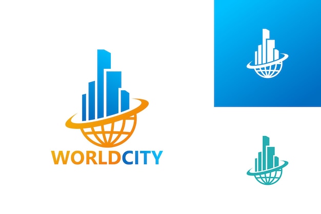 Vector de diseño de plantilla de logotipo de ciudad mundial, emblema, concepto de diseño, símbolo creativo, icono