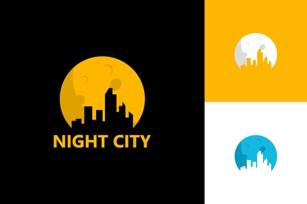 Vector de diseño de plantilla de logotipo de ciudad de noche, emblema, concepto de diseño, símbolo creativo, icono