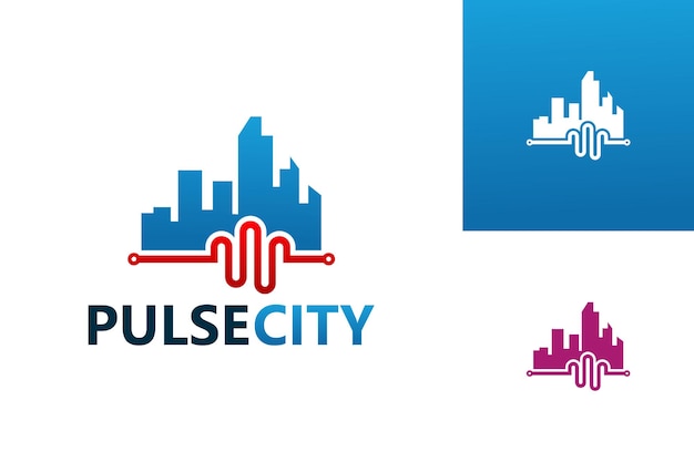 Vector vector de diseño de plantilla de logotipo de ciudad de pulso, emblema, concepto de diseño, símbolo creativo, icono