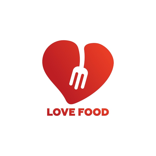 Vector de diseño de plantilla de logotipo de comida de amor, emblema, concepto de diseño, símbolo creativo, icono