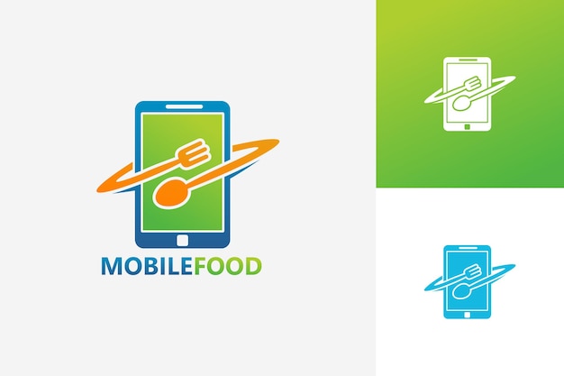 Vector de diseño de plantilla de logotipo de comida móvil, emblema, concepto de diseño, símbolo creativo, icono