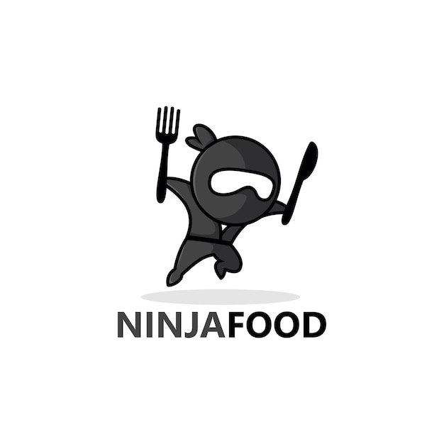 Vector de diseño de plantilla de logotipo de comida ninja, emblema, concepto de diseño, símbolo creativo, icono