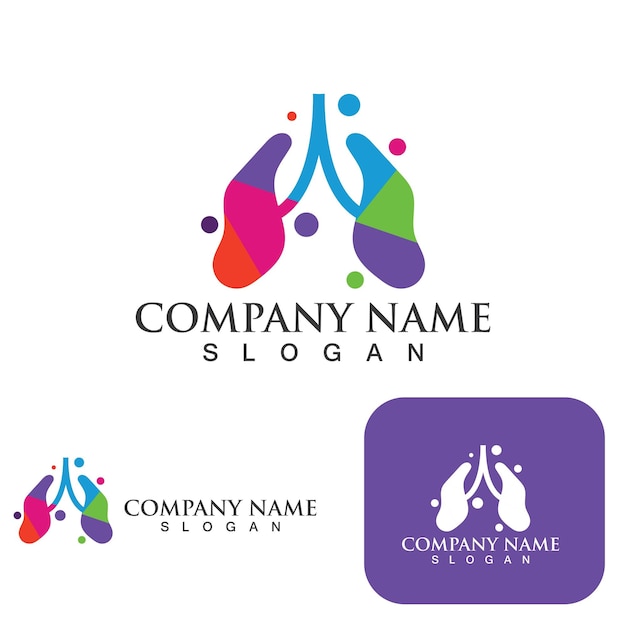 Vector de diseño de plantilla de logotipo de cuidado de pulmones Vector de icono creativo de concepto de diseño de salud de pulmones