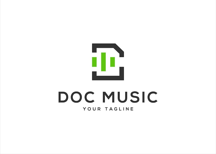 Vector vector de diseño de plantilla de logotipo de documento de música creativa