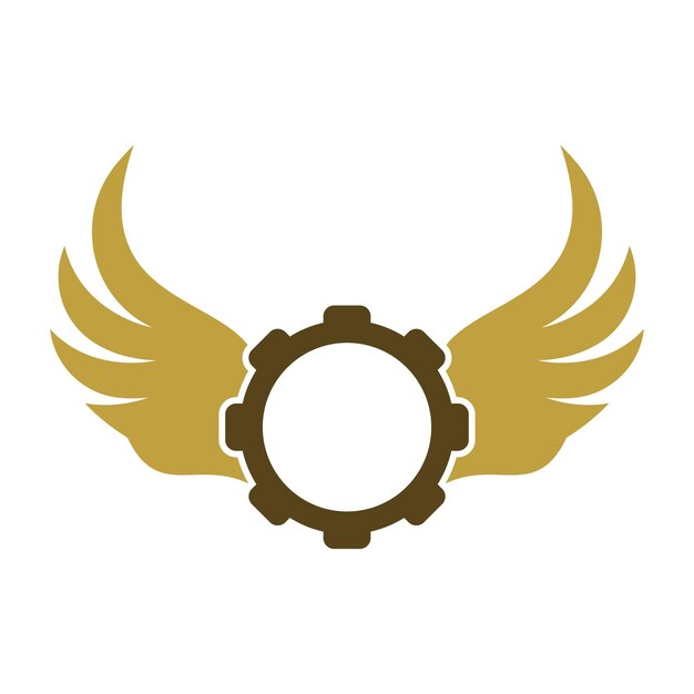 Vector de diseño de plantilla de logotipo de engranaje de ala Ilustración de icono de logotipo de cog de alas