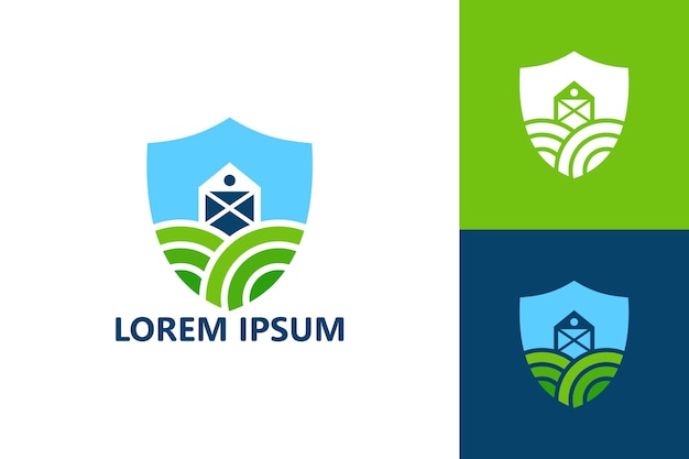 Vector de diseño de plantilla de logotipo de escudo de agricultura