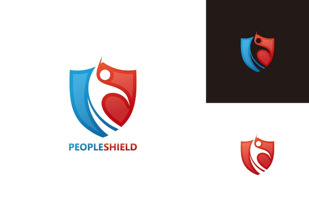 Vector de diseño de plantilla de logotipo de escudo de personas, emblema, concepto de diseño, símbolo creativo, icono