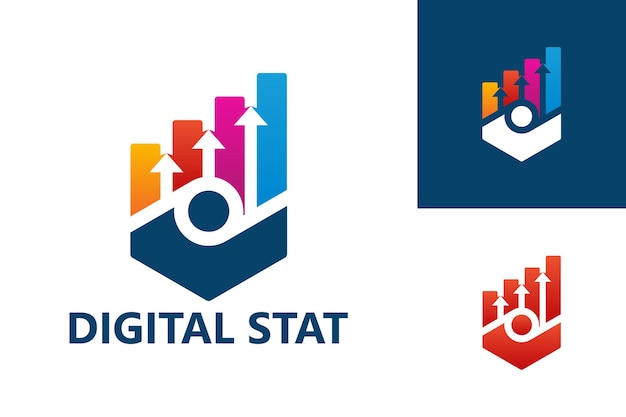 Vector de diseño de plantilla de logotipo de estadística digital, emblema, concepto de diseño, símbolo creativo, icono