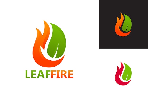 Vector de diseño de plantilla de logotipo de fuego de hoja, emblema, concepto de diseño, símbolo creativo, icono